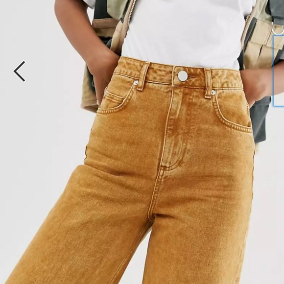 ASOS DESIGN Tall premium wide leg jeans in mustard yellow - Picture 2 of 10